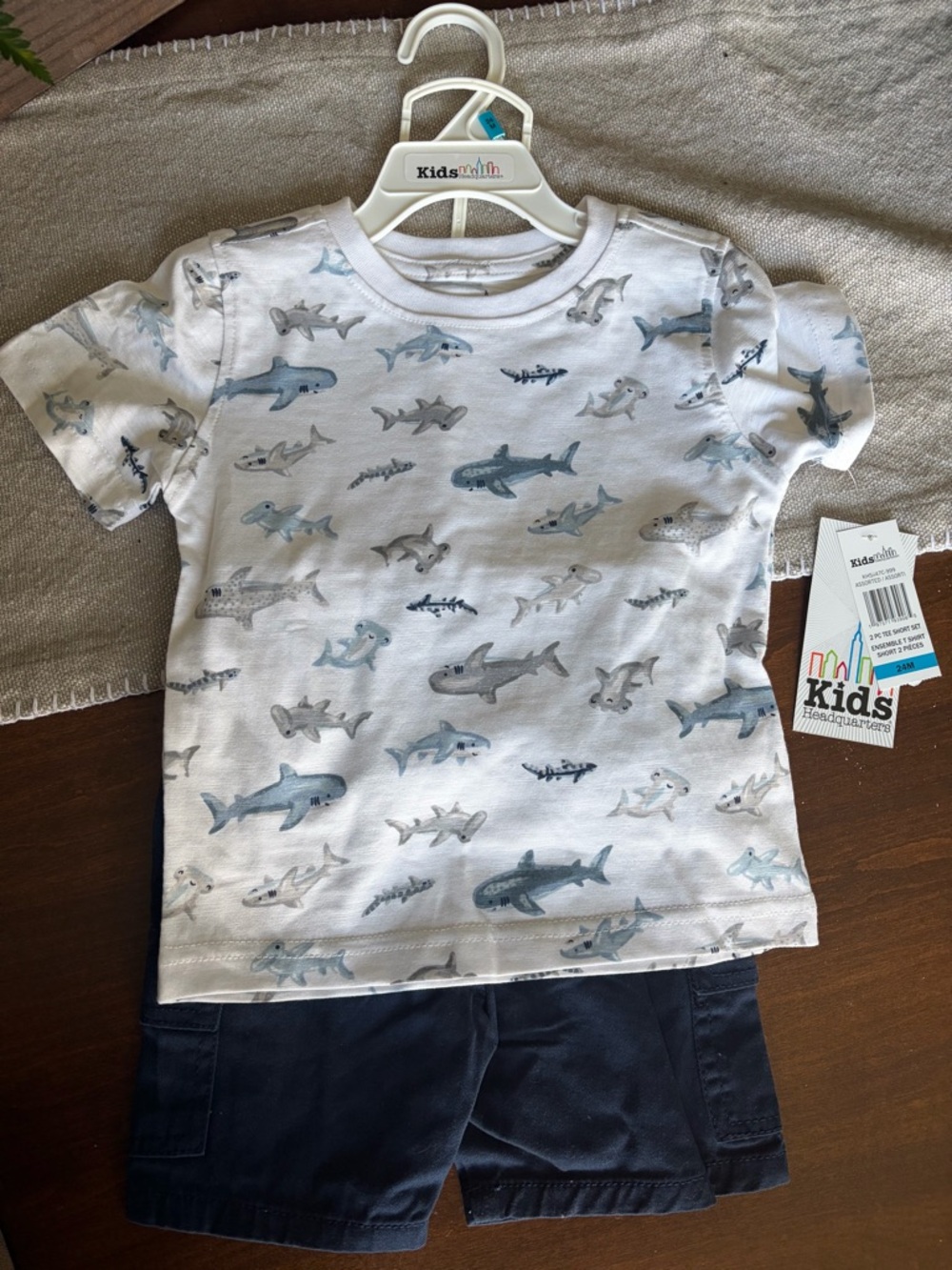 Kids Headquarters White & Blue Shark Pattern Short Sleeve Tee